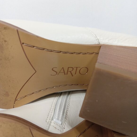 SARTO Womens White Leather Heeled Ankle Boots Size 6M - Picture 12 of 14